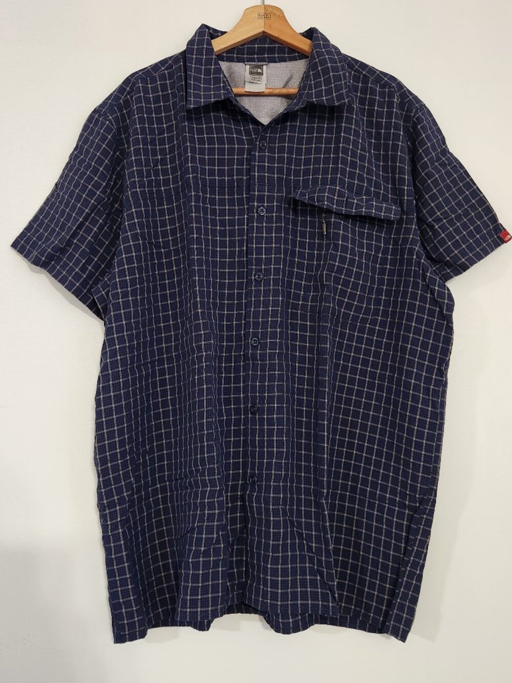 Streetwear The North Face Plaid Polo Pocket Shirt Navy Blue Men's XL